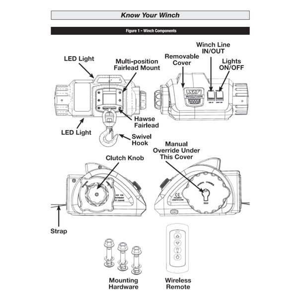 Xlt 12V Electric Trailer Winch 10000Lb Pull