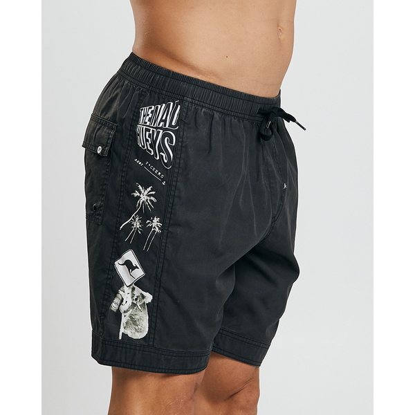 Smoking Bear Volley Shorts - Vintage Black