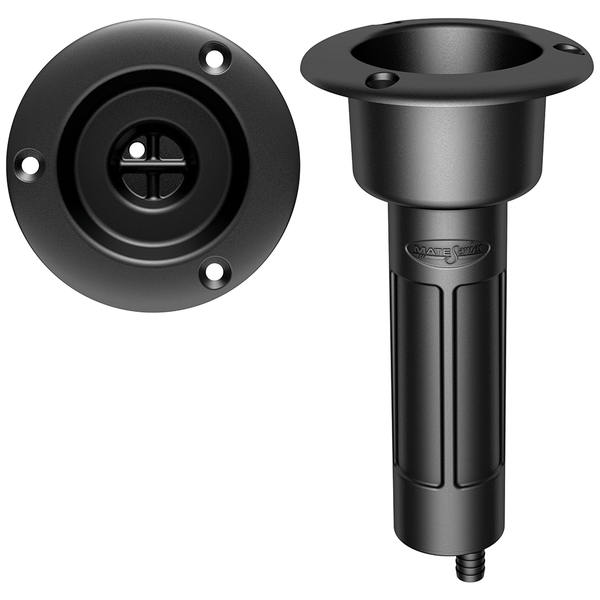 Round Flush Mt Abs Rod/Drink Holder Straight With Drain - Black