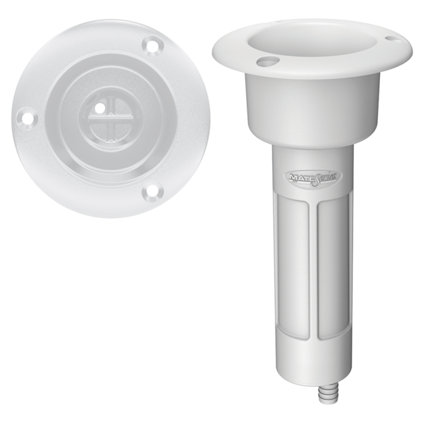 Round Flush Mt Abs Rod/Drink Holder Straight With Drain - White