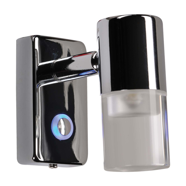 12V Chrome/Glass Wall Mount Cabin Light - Cool White Led - Swivel 