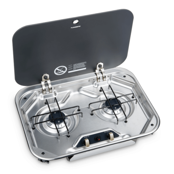 2 Burner Ss Stove/Hob W/ Glass Lid