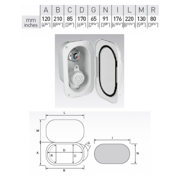External Flush Mount Shower Kit - 178 X 117 X 84Mm