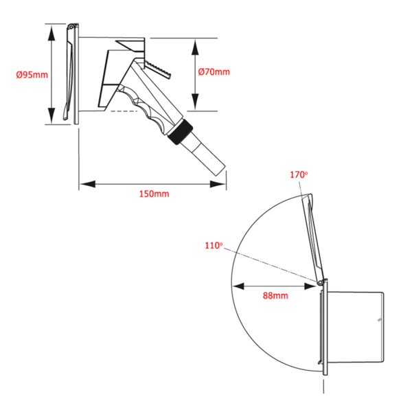 Flush Mount Compact Shower Kit 95Mm - White