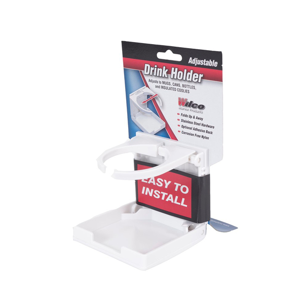 Adjustable Folding Drink Holder - White