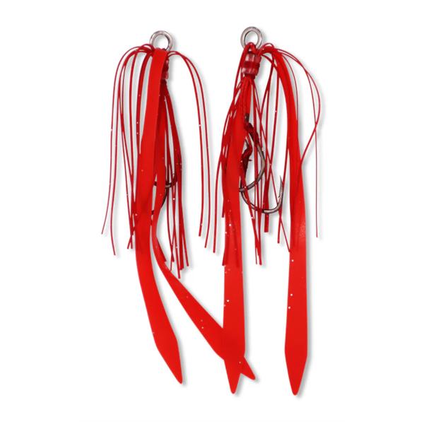 Slider Jig Assist Rig Twin Hook Straight - Candy Apple/Red