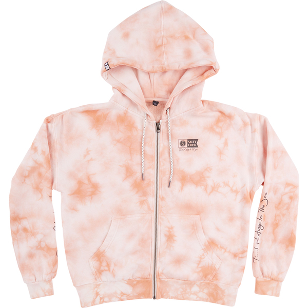 Alpha Zip Womens Hooded Fleece - Peach Tie Dye