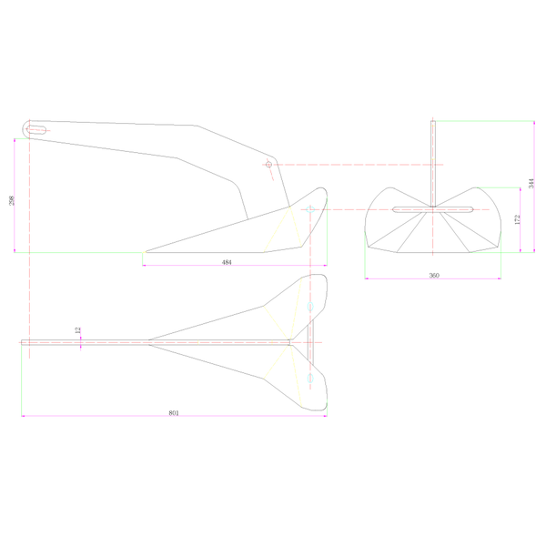 Stainless Plough Anchor (Delta Type) 16Kg (To 11M)