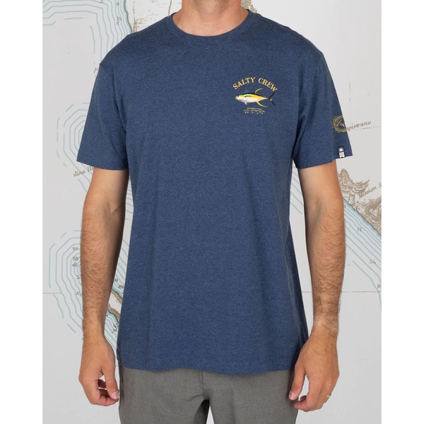 Ahi Mount Short Sleeved Tee-Shirt - Navy Heather