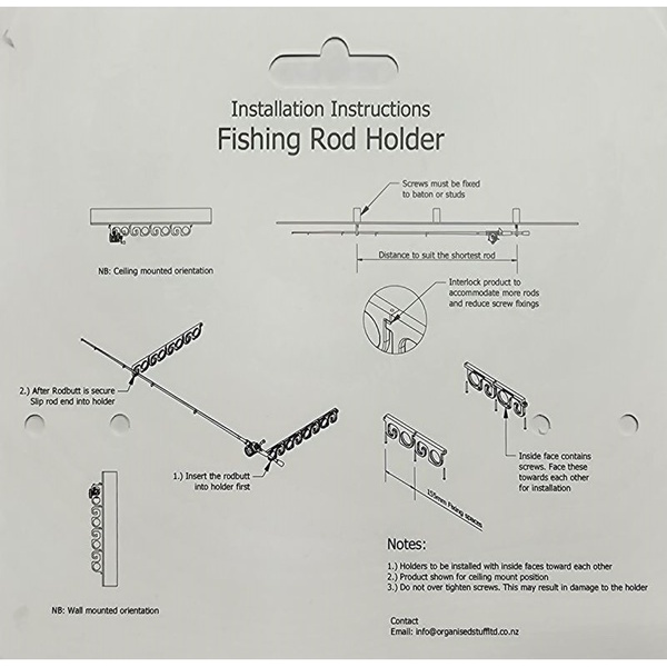 Wall Or Ceiling Mount Rod Holder - 2 Rod Interlockable