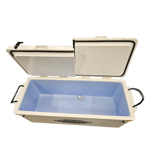 Long Ice Box Split Lids 160 Litre White