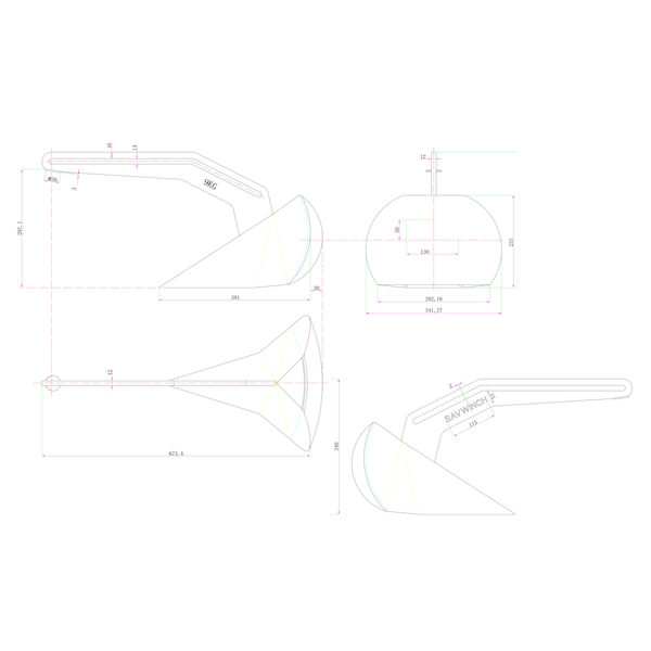 Plough Anchor (Delta Type) Galv. W/Slider 9Kg (Boats To 9M)