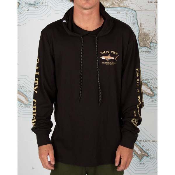 Bruce Hooded Long Sleeve Tech Upf40+ Shirt / Fishing Jersey - Black