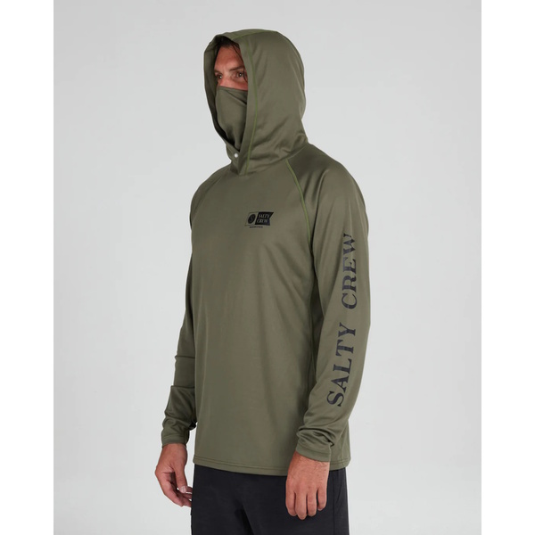 Alpha Flag Pinnacle Hooded Long Sleeve Tech Upf50+ / Fishing Jersey - Olive