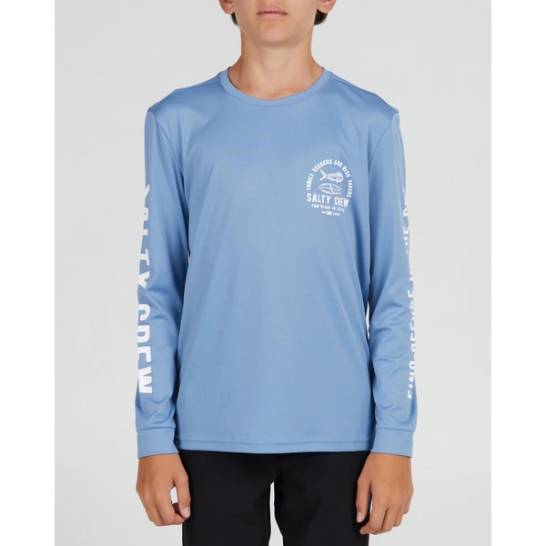 Lateral Line Long Sleeve Boys Sun Shirt / Fishing Jersey - Marine Blue
