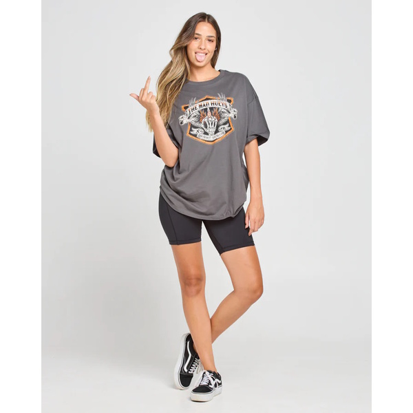 Full Throttle Womens Oversized Short Sleeve T-Shirt - Charcoal
