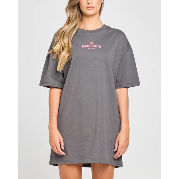 Skulls And Roses Womens Tee Dress - Charcoal