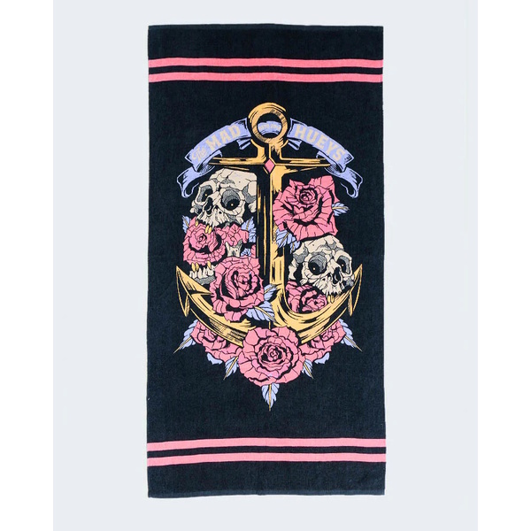 Skulls And Roses Womens Beach Towel - Black