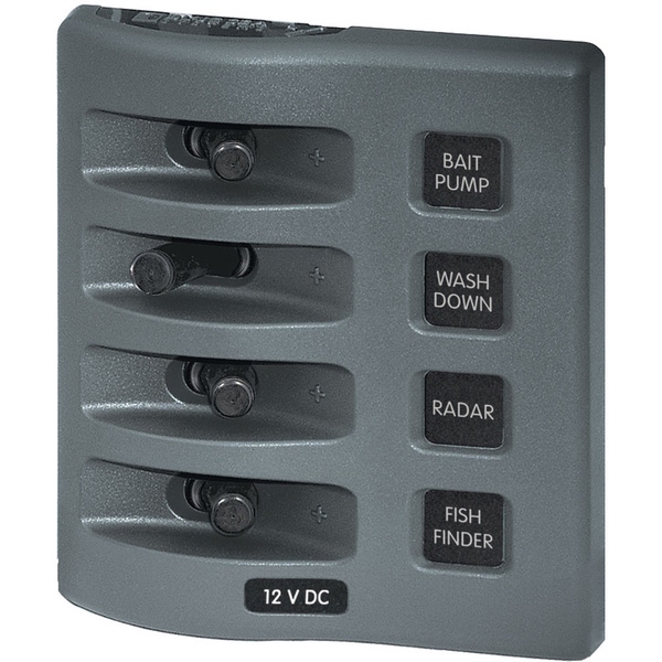 Weatherdeck 4305 12V Dc Waterproof Panel (Non-Fused Version) - Grey 4 Switch