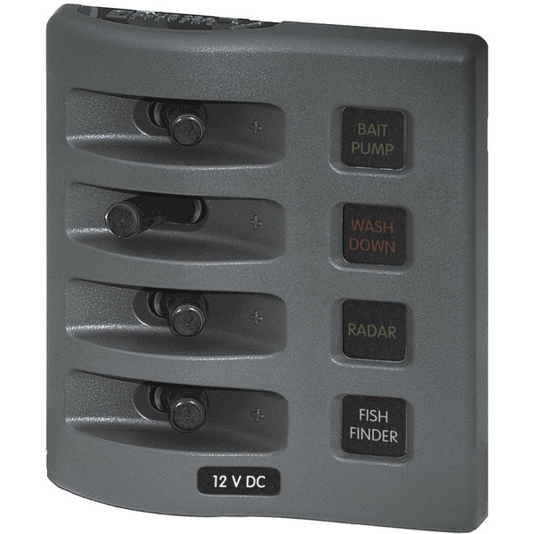 Weatherdeck 4304 12V Dc Waterproof Panel (Fused Version) - Grey 4 Switch