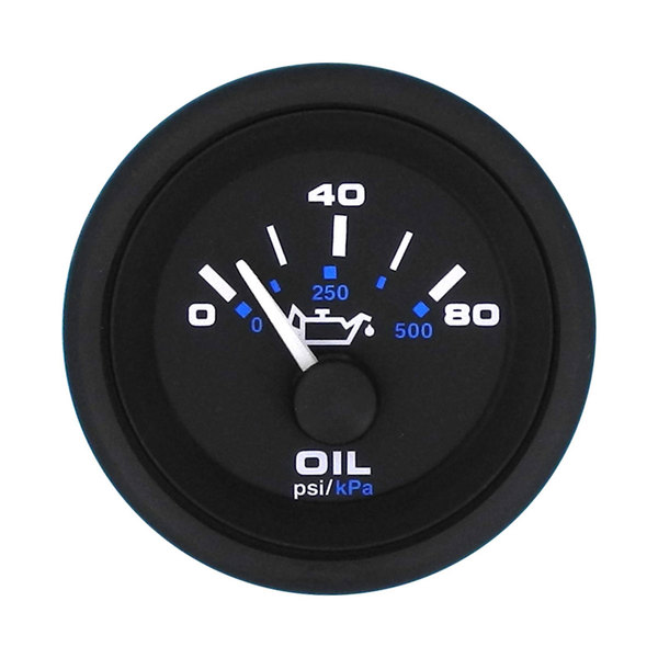 Oil Pressure Gauge Domed Fog Resistant 80 PSI Black 50mm