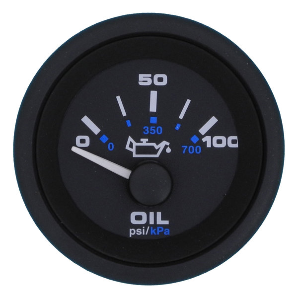 Oil Pressure Gauge Fogproof 100 PSI - Black 50mm