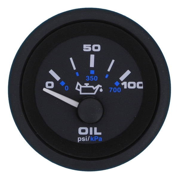 Oil Pressure Gauge Fogproof 100 Psi - Black 50Mm