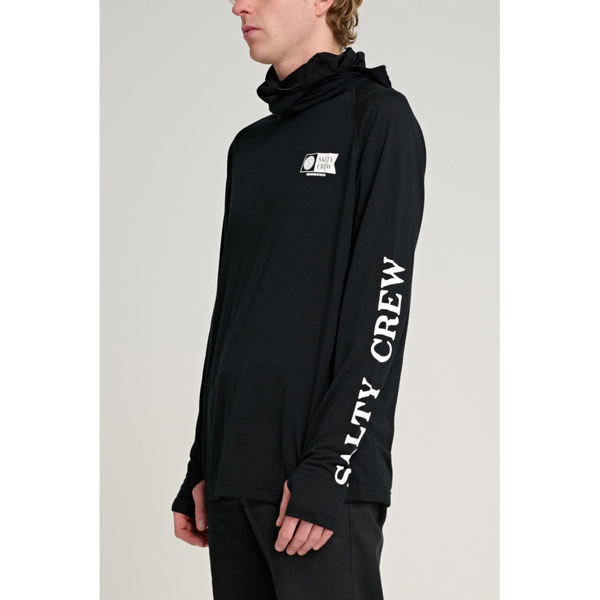 Alpha Flag Pinnacle Hooded Long Sleeve Tech Upf50+ / Fishing Jersey - Black