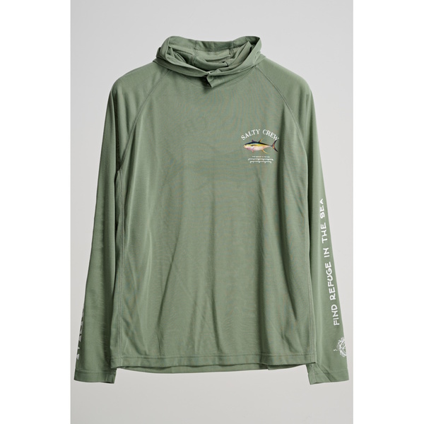 Ahi Mount Hooded Long Sleeve Sunshirt / Fishing Jersey  - Sage Green
