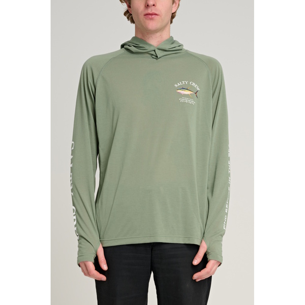 Ahi Mount Hooded Long Sleeve Sunshirt / Fishing Jersey  - Sage Green