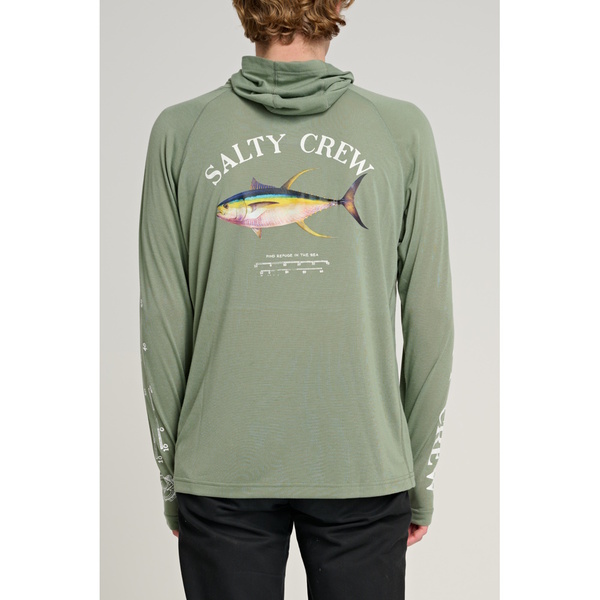 Ahi Mount Hooded Long Sleeve Sunshirt / Fishing Jersey  - Sage Green