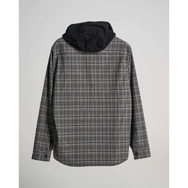 Frothing Hooded Long Sleeve Button Up Shirt - Charcoal/Black