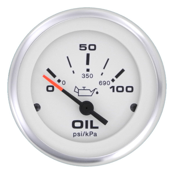 Lido Pro Oil Pressure Gauge Fogproof 100 Psi - White 50Mm