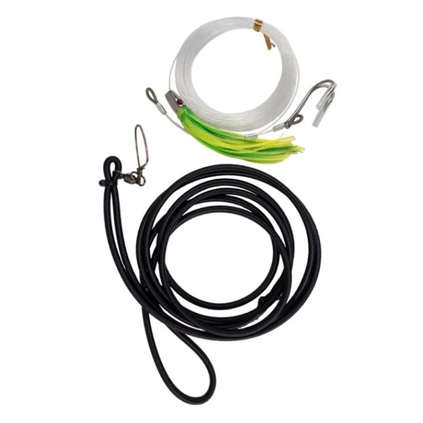 Complete Rigged Trolling Bungee For Lures (W/Skippy Lure) Green/Yellow