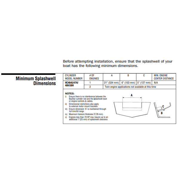 Dometic Hc4645-3 Hydraulic Front Mt Outboard Steering Cylinder &Lt;150Hp 