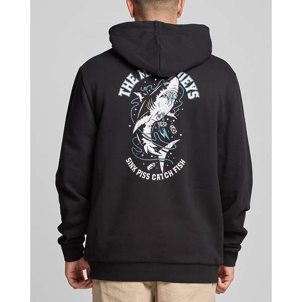 Skewered Shark Fleece Pullover Hoodie - Black