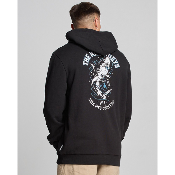 Skewered Shark Fleece Pullover Hoodie - Black