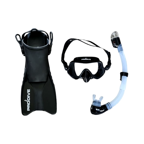 Explorer Mask Snorkel Fin Adult Set Black S-M / L-Xl