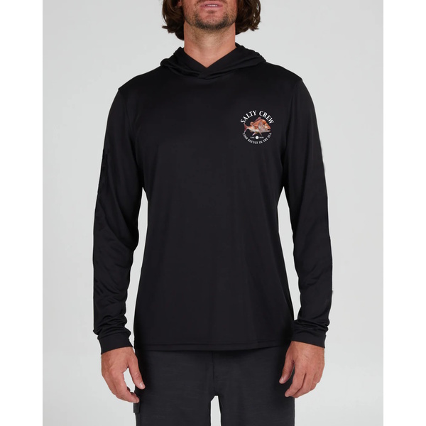 Snap Attack Hooded Long Sleeve Upf50+ Sunshirt - Black
