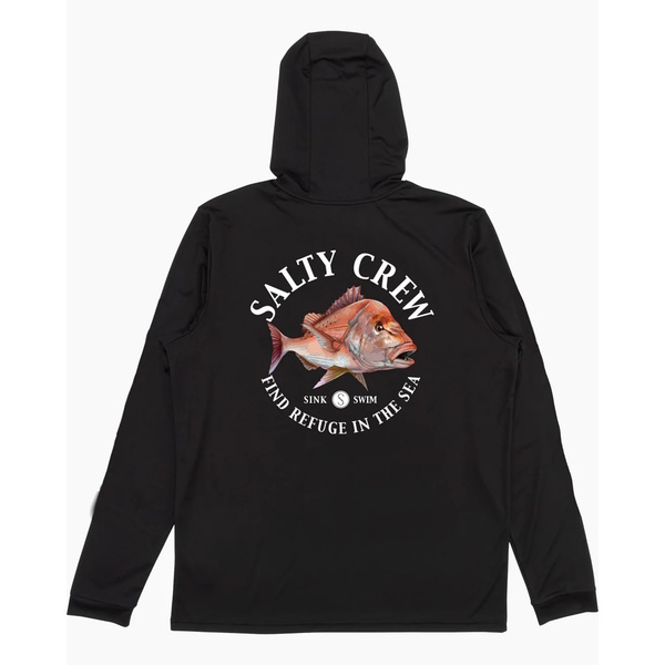 Snap Attack Hooded Long Sleeve Upf50+ Sunshirt - Black