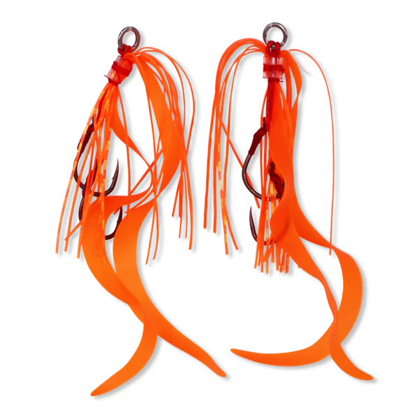 Slider Jig Assist Rig Twin Hook Curly Tail - Orange Gold