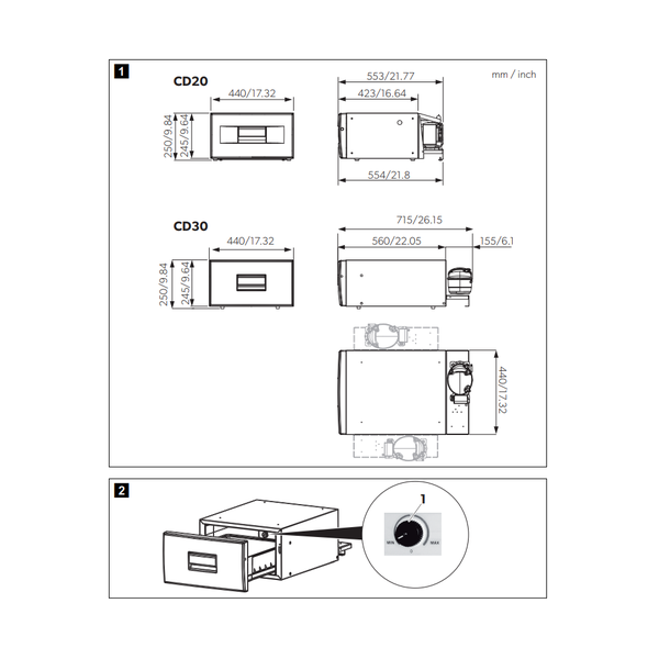 Cd-20 12/24V Rv / Boat Drawer Load Fridge - 20 Litre