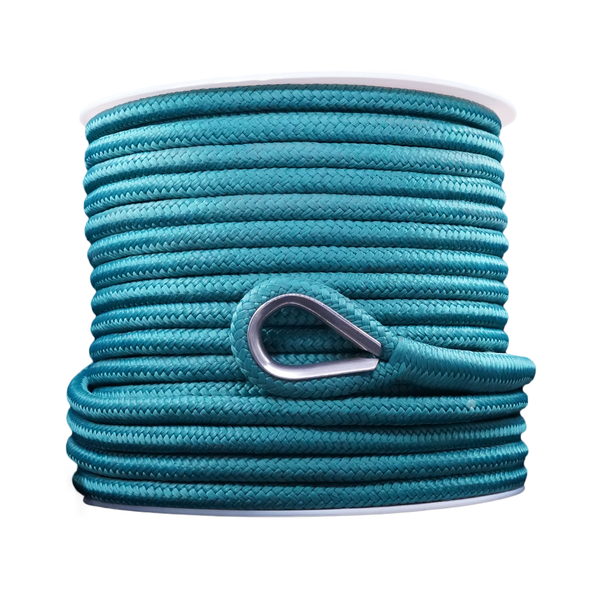 Double Braid Nylon Anchor Rope Pack 12Mm X 60M - Teal