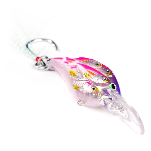 Gangsta Bibbed Single Hook Rattle Trolling Lure - 7Cm Pink