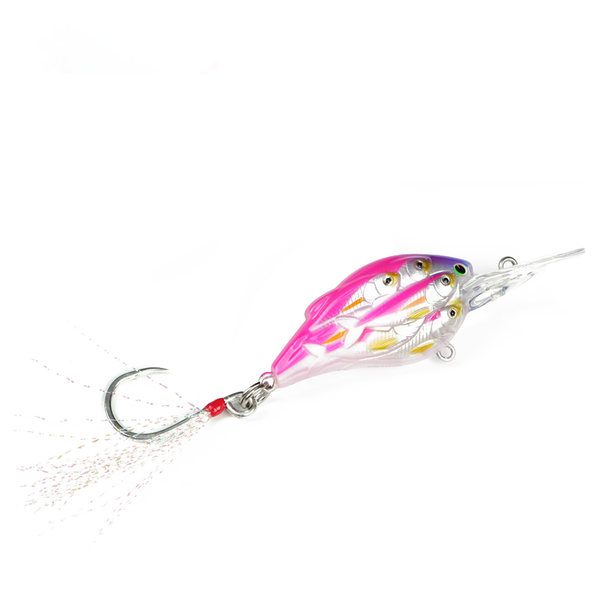 Gangsta Bibbed Single Hook Rattle Trolling Lure - 7Cm Pink