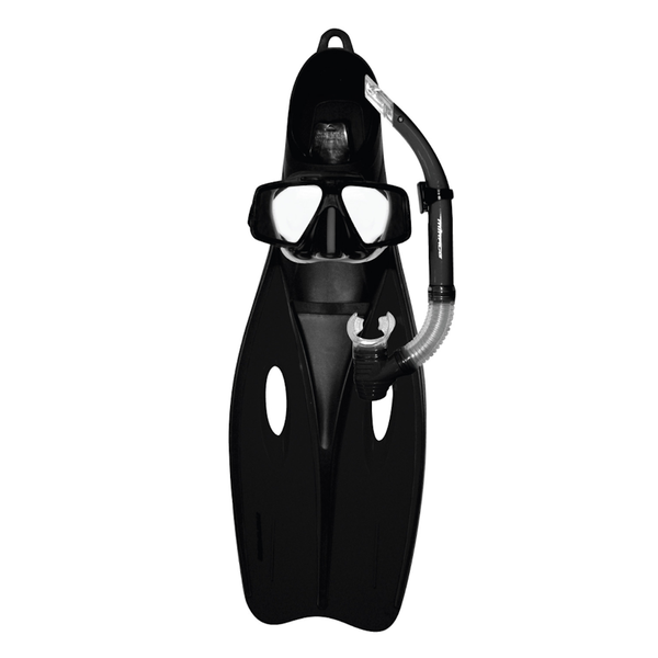 Challenger Mask/Snorkel/Fins Set Adult Xl Black -Us Mens 11-13
