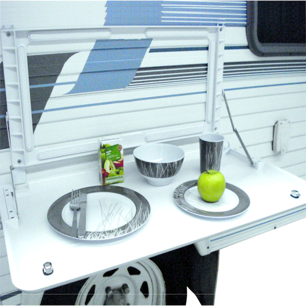 Caravan Picnic Table 4Rc W/Backing Plate - White