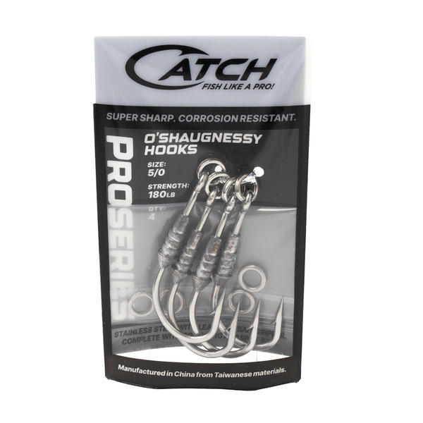 Ss Jig Head O'shaugnessy Hooks W/Lead Gripper,Solid & Split Rings 4-Pk