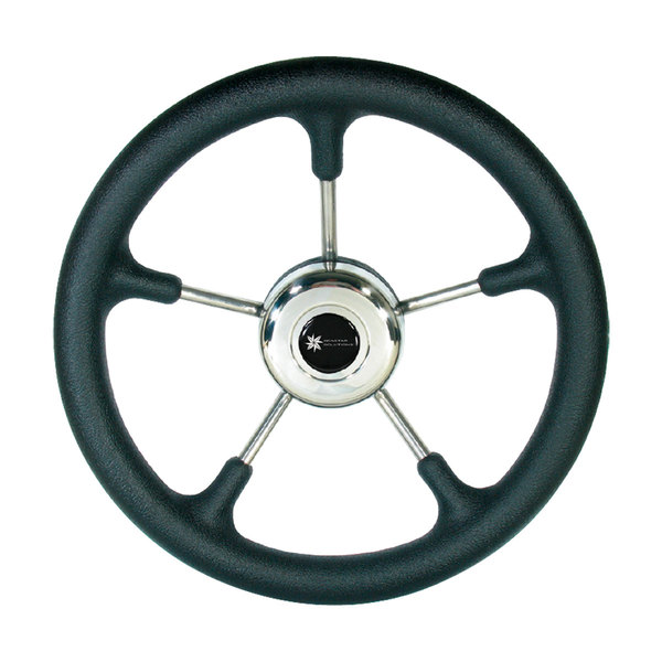 Bosun Stainless Premium Steering Wheel W/Leather Grip 32Cm 