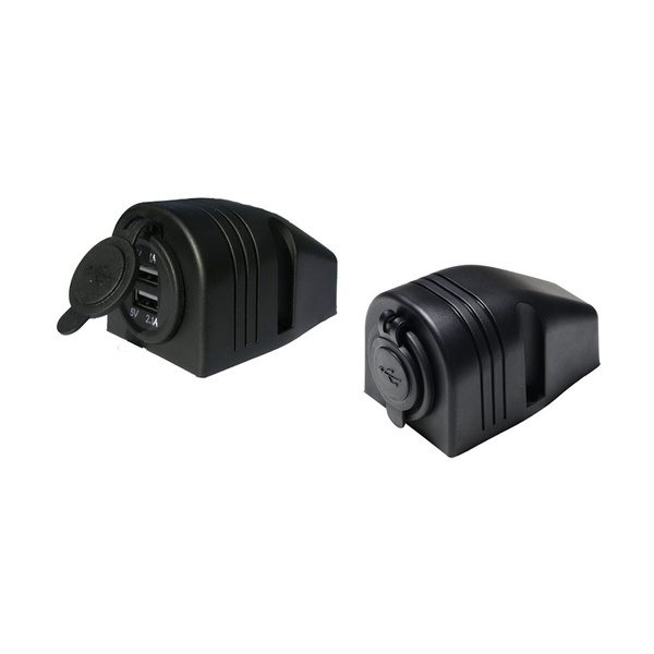 Black Surface Mount Dual Port Usb Power Socket 12/24V